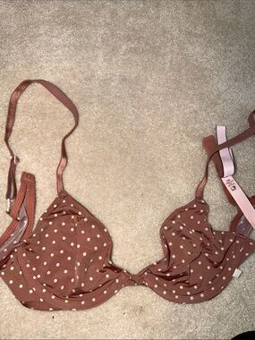Victoria's Secret Brown Bra with Cream Polka Dots